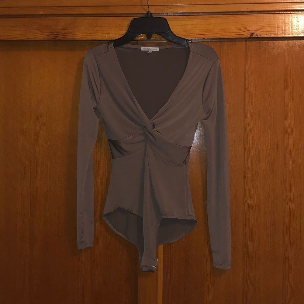 Charlotte Russe Brown Twist Top Bodysuit